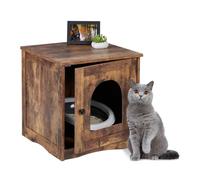 Relaxdays Cat Cabinet for Litter Tray, Separate Partition, Side Entrance, Industrial Design, HWD: 50 x 48 x 50 cm, Brown, Fibreboard