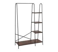 Relaxdays Industrial Coat Rack with 5 Shelves & Clothes Rail, 160x100x40cm, Brown-Black