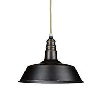Relaxdays Industrial Lamp Black Lampshade - Vintage Retro Look for Loft - Brass and Wood Lamp, E 27 Lightbulb Adjustable Height