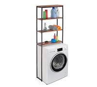 Relaxdays Industrial Shelf, 4 Shelves, Overmount Washing Machine, Dryer, HBT 175.5 x 60 x 24 cm, Brown/Black, 175,5x60x24 cm