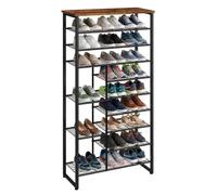 Relaxdays Industrial Shoe Rack, 10 shelves, black/brown