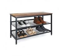 Relaxdays Industrial Shoe Rack with 2 Grid Shelves H x D 45 x 80 x 30 cm Wood Effect Black/Brown
