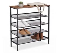 Relaxdays Industrial Shoe Rack, 5 shelves, black/brown