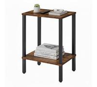 Relaxdays Industrial Side Table with 2 Shelves, Rectangular, 55x38x30 cm, Brown/Black for Living Room