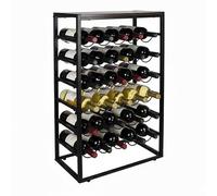 Relaxdays industrial standing wine rack, 30 bottles, black/brown, 88x59x30 cm