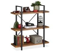 Relaxdays Industrial Style Bookshelf with 3 Tiers