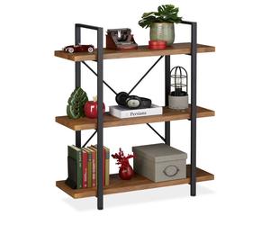 Relaxdays Industrial Style Bookshelf with 3 Tiers