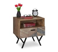 Relaxdays Industrial Style Night Stand with Drawer