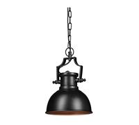 Relaxdays Industrial-Style Pendant Light, Retro-Shabby Look, Decor for Dining Room, LED, Hanging Lamp, D=21cm, Black