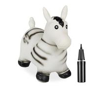 Relaxdays Inflatable Zebra Hopper, Bouncing Toy, up to 50 kg, BPA Free, Kids from 3 Years, with Air Pump, Black/White, 47 x 26 x 54 cm