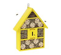 Relaxdays Insect Hotel, Nesting Aid for Wild Bees, HWD: 38x29x9 cm, Honeybees for Garden & Balcony, Yellow, Wood
