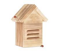 Relaxdays Insect Hotel, Nesting Aid for Wild Ladybirds, Garden Decor, House Shaped, Natural Brown