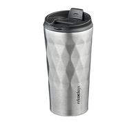 Relaxdays Insulated Mug, 350 ml, for Hot & Cold Drinks, Thermal Travel Flask, Coffee Cup, Stainless Steel, Silver/Black