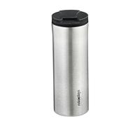 Relaxdays Insulated Mug, 400 ml, for Hot & Cold Drinks, Thermal Travel Flask, Coffee Cup, Stainless Steel, Silver/Black