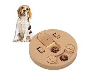 Relaxdays Interactive Intelligence Toy, for Dogs, Food Toy, Treat Hiding, Sniffing Puzzle Game, MDF, Natural Wood