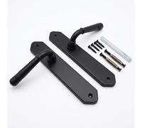 Relaxdays Interior Door Handle Set with Long Backplate, Vintage Metal, Matt Black, 23 x 13.5 cm