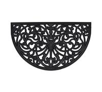 Relaxdays Iron Look Semicircular Doormat, 45 x 75 cm, Non-Slip & Weatherproof, Decorative, Indoor & Outdoor, Black