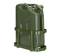 Relaxdays Petrol Can Holder, 10 & 20 L Spare Canister Bracket, Car & Motorbike Accessory, Fuel Protection, Iron, Green, 49 x 43 x 20 cm