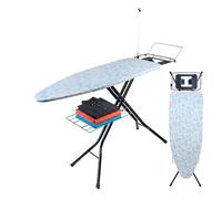 Relaxdays ironing board, 4-stage height adjustable, HxWxD: 149x46x97 cm, ironing surface 123x46 cm, steel, white/grey