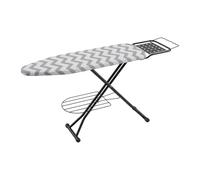 Relaxdays ironing board for steam irons, 110 x 33 cm, height-adjustable, foldable, iron rest, zigzag pattern, grey-white