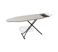 Relaxdays ironing board for steam irons, 110x33 cm, height-adjustable, foldable, iron rest, striped, grey-white