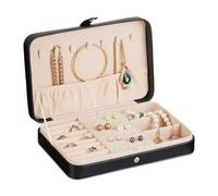 Relaxdays Jewellery Case, 70% plastic 20% velvet 10% fibreboard, Black, 4.5 x 21 x 14.5 cm