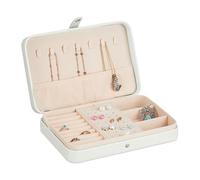 Relaxdays Jewellery Case, Small Box, Storage for Rings & Necklaces, for Travelling, HWD: 4.5 x 21 x 14.5 cm, White