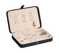 Relaxdays Jewellery Case, Small Box, Storage for Rings & Necklaces, for Travelling, HWD: 4.5 x 21 x 14.5 cm, Black