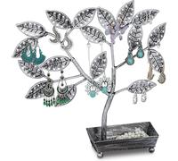 Relaxdays Jewellery Tree, with Tray, Earring Holder for 68 Pairs, H x W x D 31