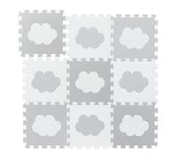 Relaxdays Jigsaw playmat, 18 Pieces, EVA, Non-Toxic, Interlocking Foam mats, Soft Play, in White/Grey, 1 x 31.5 x 31.5 cm