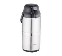 Relaxdays Jug 3 l, for Coffee, Pump Head, Push Button, Office, Gastronomy, Stainless Steel, Plastic, Silver/Black, 60% 20% Glass, 43 x 18 x 21 cm