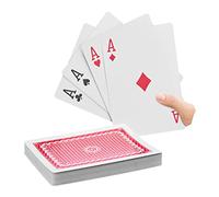 Relaxdays Jumbo Poker Cards, 54 Playing Cards, Water-repellent XXL Plastic Cards, Gag Gift or Decor, 18x13 cm, Coloured