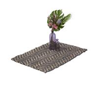 Relaxdays Jute Rug, 60 x 90 cm, Handwoven Mat, Natural Fibres, Hallway Runner, Living Room, Kitchen, Grey/Beige