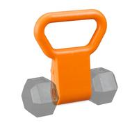 Relaxdays Kettlebell Grip, Dumbbell Handle Adapter, Weight Holder, Plastic, for Training, HxWxD: 28 x 23 x 7 cm, Orange