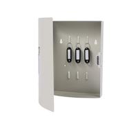 Relaxdays key cabinet, with door, 9 hooks, key symbol, HWD: 24x21x6.5 cm, magnetic closure, white