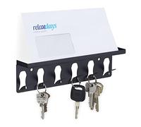 Relaxdays Key Holder, Board, with Shelf, 6 Hooks, Modern Design, HxWxD: 7 x 24.5 x 5 cm, Home, Decoration, Wall, Black, Steel, 7x24,5x5 cm