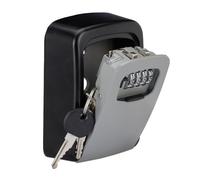 Relaxdays Key Safe, 4-digit code, wall-mountable, outdoor use, black/grey