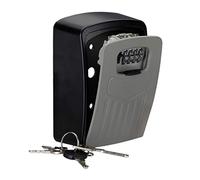 Relaxdays Key Safe, 4 Digit Combination Lock, Large Wall-mounted Lockbox For Keys, HWD 14.5 x 10.5 x 5 cm, Black/Grey