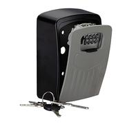Relaxdays Safe, 4 Digit Combination Lock, Large Wall-mounted Lockbox For Keys, HWD 14.5 x 10.5 x 5 cm, Black/Grey, Aluminium