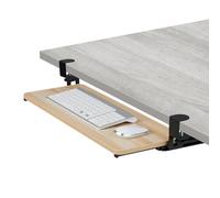 Relaxdays Keyboard Tray, 65 x 24 cm, Pull-Out, with Clamps, Ergonomic, Extender, Under Desk Drawer, Wood Effect, Natural