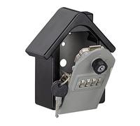 Relaxdays Keybox House, 4-Digit Combination Lock Safe, Emergency Key, Wall-mounted Lockbox, 15 x 13.5 x 7 cm, Black/Grey, Aluminium, Pack of 1
