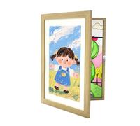 Relaxdays Kids A4 Picture Frame, Foldable & Magnetic for Children's Art, 32×25.5 cm, MDF & Acrylic, Natural