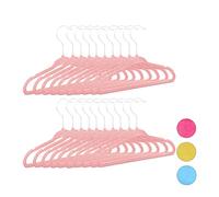 Relaxdays Kids Coat Set of 20, Plastic Children’s Velvet Clothes Hangers, HxWxD: 18 x 28 x 0.5 cm, Pink, 18 x 28 x 0,5 cm