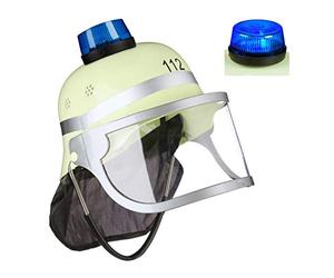 Relaxdays Kids’ Fireman Helmet with Visor, Neck Cloth & Chin Strap, Adjustable Head Girth, Firefighter Hat, Yellow