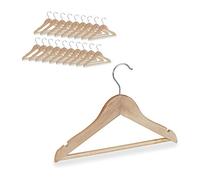 Relaxdays Kids’ Hangers Set of 20, Pants Rail, Shirt, 360 Swivel Hooks, Girls, Boys, Wooden, Natural