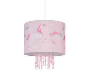 Relaxdays Kids Light Fixture, Lampshade with Unicorn, 158 x 35 cm, E27, Hanging Lamp for Children's Room, Pink