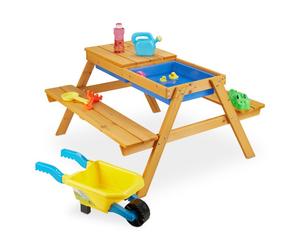 Relaxdays Kids' Picnic Table with Benches in White