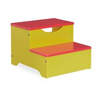 Relaxdays Kids Stool, 2 Steps, 25 x 33 x 36 cm, Bathroom & Playroom, MDF, Stepstool for Sink & Toilet, Yellow/Red, Fibreboard