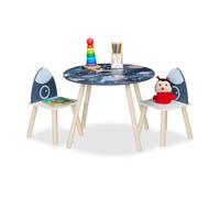 Relaxdays Kids Table and Chairs Set Space Dino