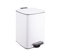 Relaxdays Kitchen Bin 12L with Soft-Close Lid, Removable Inner, Square Pedal, Matt Metal, 33x25x30cm, White